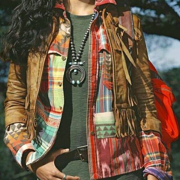 Polo Ralph Lauren 2014 Southwest Fringed Cognac Leather Jacket - Picture 7 of 16